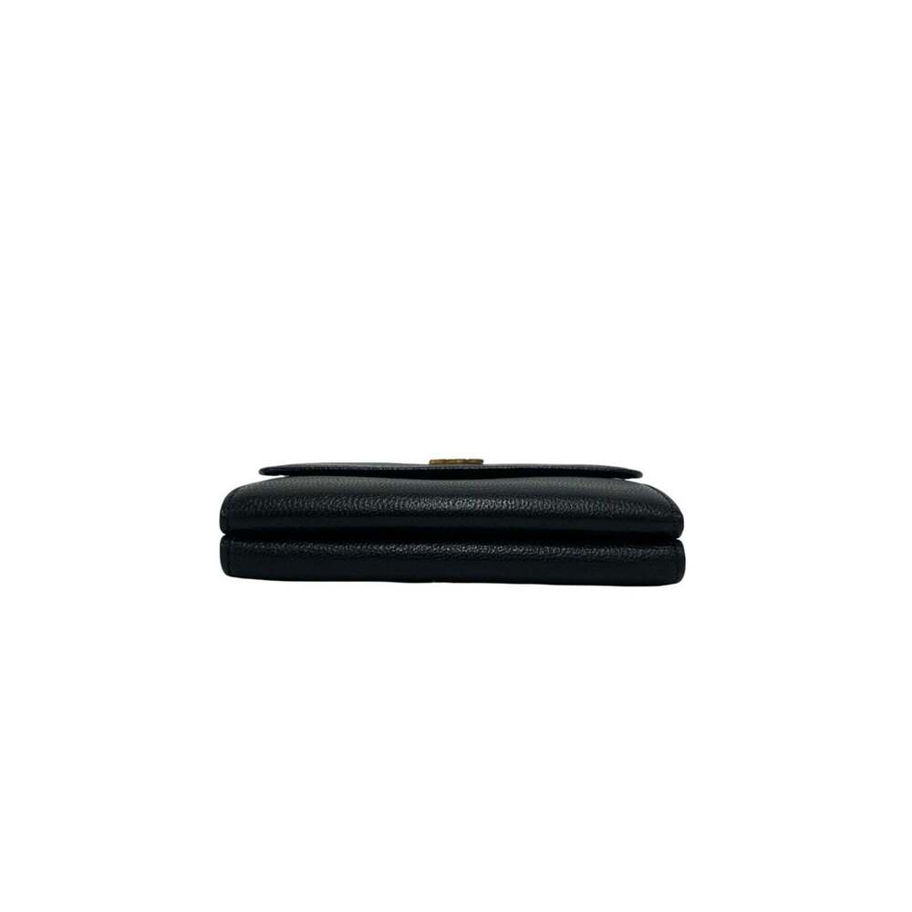CHANEL Coco Mark Leather Tri-fold Wallet, Genuine Leather, Double Snap Closur... - Picture 6 of 10